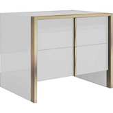 Fiocco Nightstand in Gloss White Lacquer & Gold